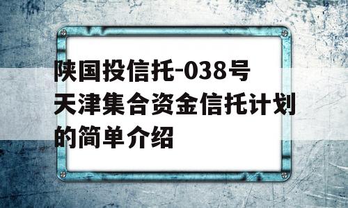 陕国投信托-038号天津集合资金信托计划的简单介绍