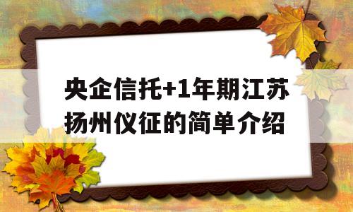 央企信托+1年期江苏扬州仪征的简单介绍