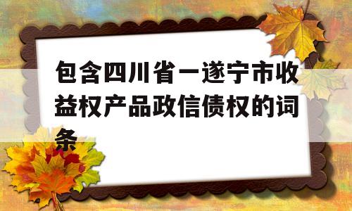 包含四川省一遂宁市收益权产品政信债权的词条
