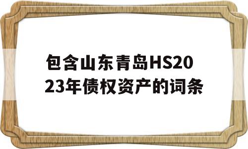 包含山东青岛HS2023年债权资产的词条