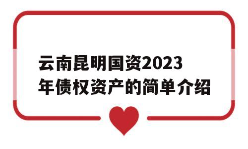 云南昆明国资2023年债权资产的简单介绍