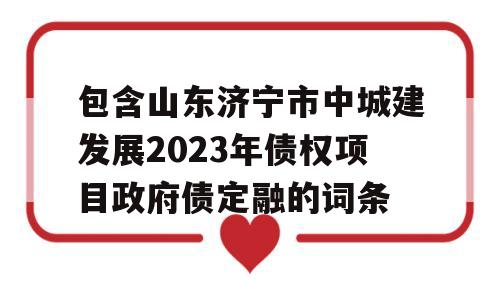 包含山东济宁市中城建发展2023年债权项目政府债定融的词条