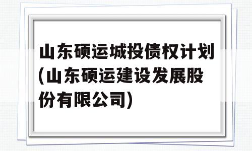 山东硕运城投债权计划(山东硕运建设发展股份有限公司)