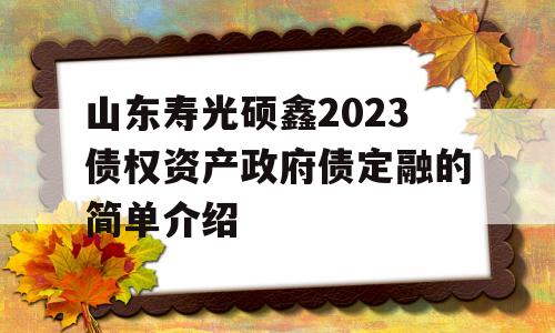 山东寿光硕鑫2023债权资产政府债定融的简单介绍