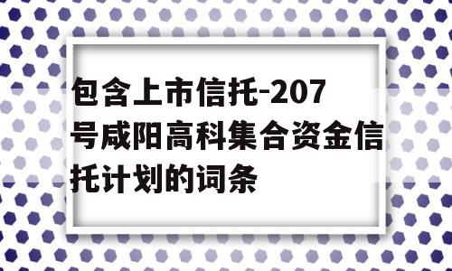 包含上市信托-207号咸阳高科集合资金信托计划的词条