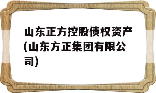 山东正方控股债权资产(山东方正集团有限公司)