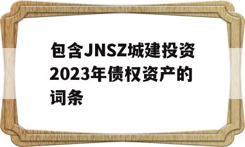 包含JNSZ城建投资2023年债权资产的词条