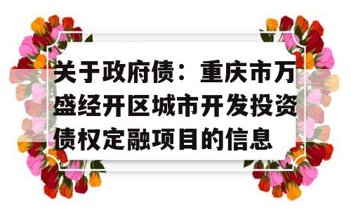 关于政府债：重庆市万盛经开区城市开发投资债权定融项目的信息