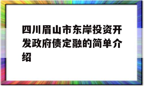 四川眉山市东岸投资开发政府债定融的简单介绍