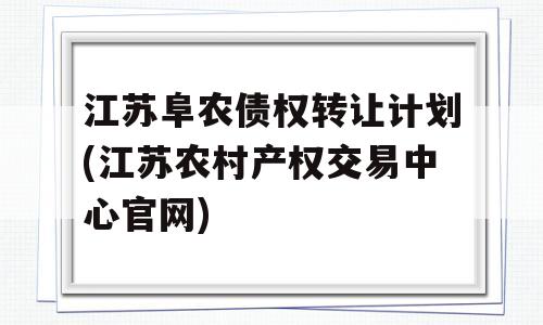 江苏阜农债权转让计划(江苏农村产权交易中心官网)