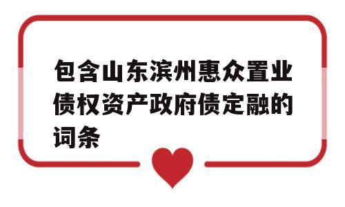 包含山东滨州惠众置业债权资产政府债定融的词条