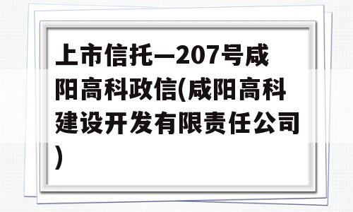 上市信托—207号咸阳高科政信(咸阳高科建设开发有限责任公司)