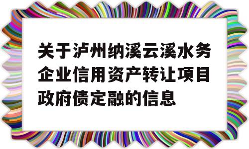 关于泸州纳溪云溪水务企业信用资产转让项目政府债定融的信息