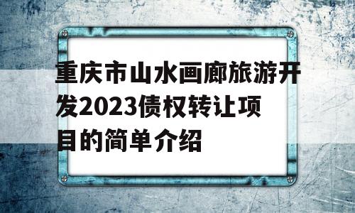 重庆市山水画廊旅游开发2023债权转让项目的简单介绍