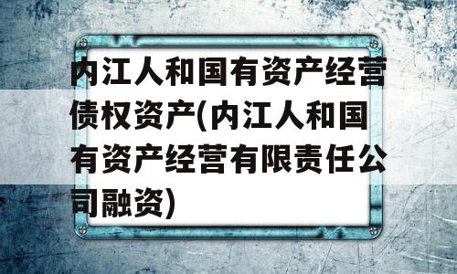 内江人和国有资产经营债权资产(内江人和国有资产经营有限责任公司融资)