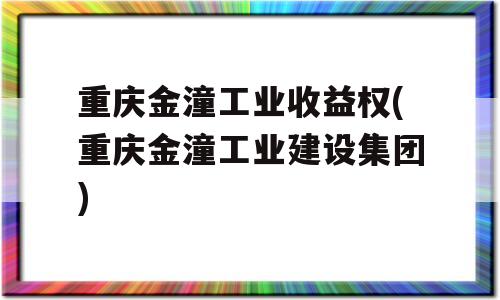 重庆金潼工业收益权(重庆金潼工业建设集团)