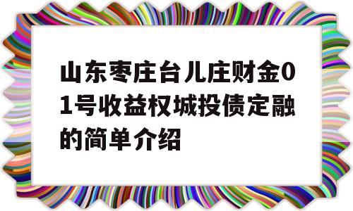 山东枣庄台儿庄财金01号收益权城投债定融的简单介绍