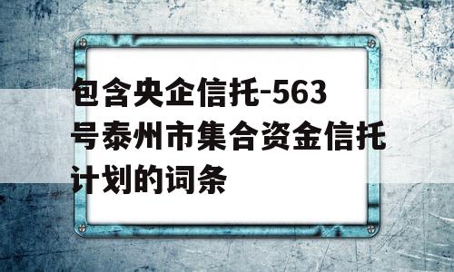 包含央企信托-563号泰州市集合资金信托计划的词条