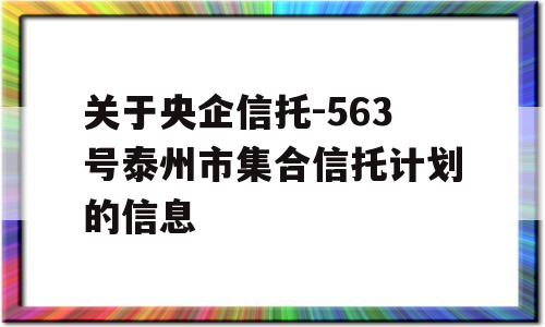 关于央企信托-563号泰州市集合信托计划的信息