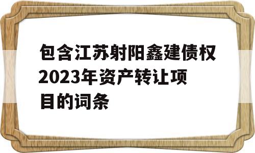 包含江苏射阳鑫建债权2023年资产转让项目的词条