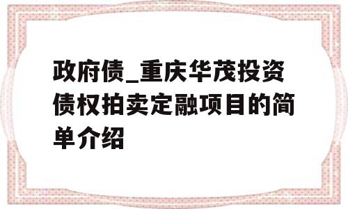 政府债_重庆华茂投资债权拍卖定融项目的简单介绍