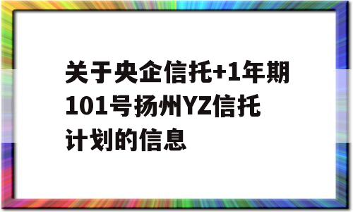 关于央企信托+1年期101号扬州YZ信托计划的信息