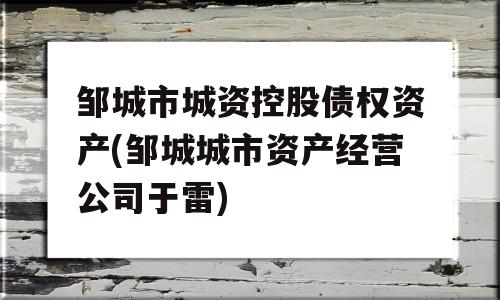 邹城市城资控股债权资产(邹城城市资产经营公司于雷)