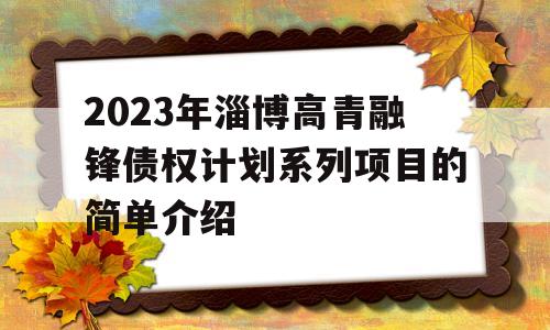 2023年淄博高青融锋债权计划系列项目的简单介绍