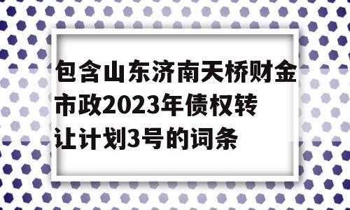 包含山东济南天桥财金市政2023年债权转让计划3号的词条