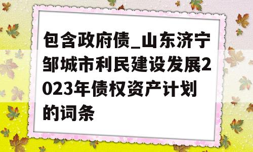 包含政府债_山东济宁邹城市利民建设发展2023年债权资产计划的词条