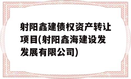 射阳鑫建债权资产转让项目(射阳鑫海建设发发展有限公司)