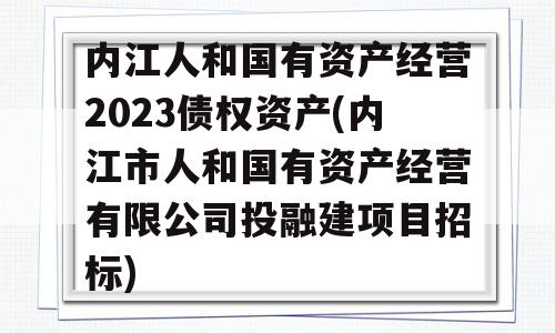 内江人和国有资产经营2023债权资产(内江市人和国有资产经营有限公司投融建项目招标)