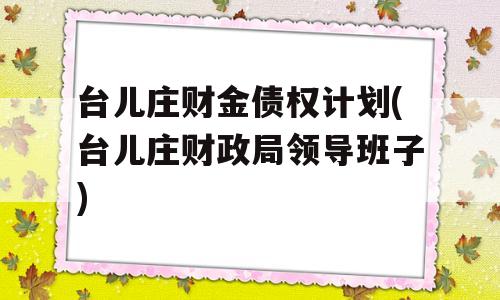 台儿庄财金债权计划(台儿庄财政局领导班子)