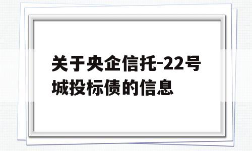 关于央企信托-22号城投标债的信息