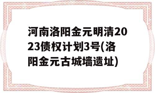 河南洛阳金元明清2023债权计划3号(洛阳金元古城墙遗址)