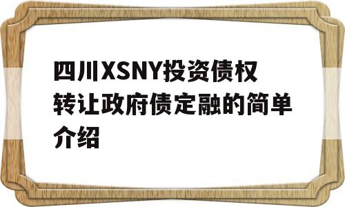 四川XSNY投资债权转让政府债定融的简单介绍