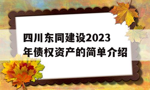 四川东同建设2023年债权资产的简单介绍