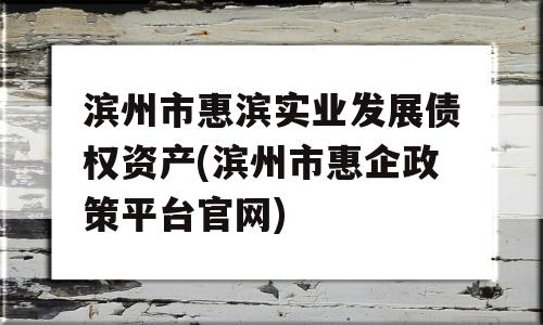 滨州市惠滨实业发展债权资产(滨州市惠企政策平台官网)