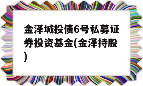 金泽城投债6号私募证券投资基金(金泽持股)