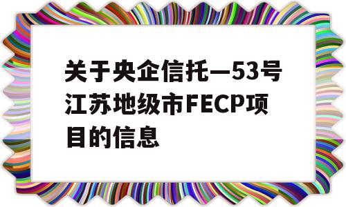 关于央企信托—53号江苏地级市FECP项目的信息