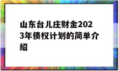 山东台儿庄财金2023年债权计划的简单介绍