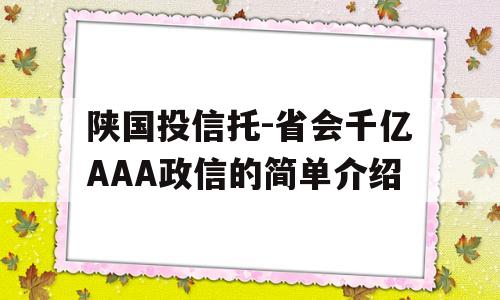 陕国投信托-省会千亿AAA政信的简单介绍