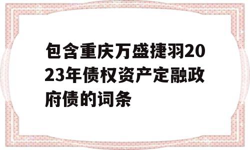 包含重庆万盛捷羽2023年债权资产定融政府债的词条