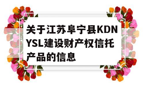 关于江苏阜宁县KDNYSL建设财产权信托产品的信息