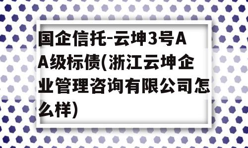 国企信托-云坤3号AA级标债(浙江云坤企业管理咨询有限公司怎么样)