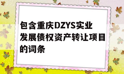 包含重庆DZYS实业发展债权资产转让项目的词条