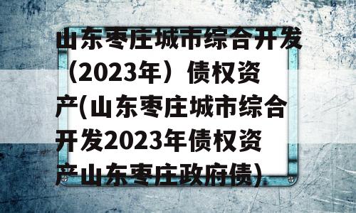 山东枣庄城市综合开发（2023年）债权资产(山东枣庄城市综合开发2023年债权资产山东枣庄政府债)