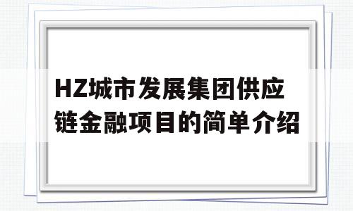 HZ城市发展集团供应链金融项目的简单介绍