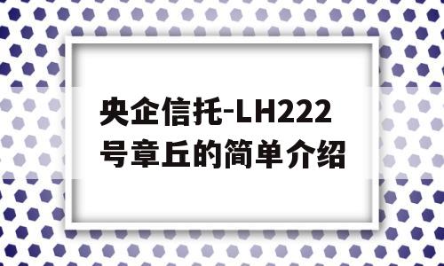 央企信托-LH222号章丘的简单介绍