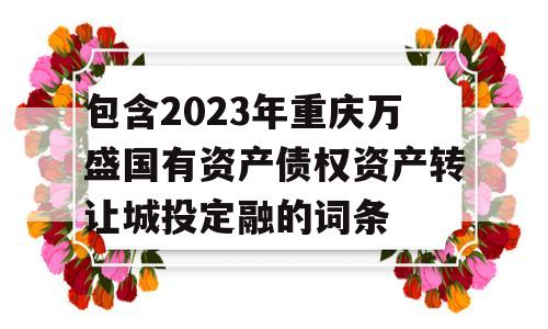 包含2023年重庆万盛国有资产债权资产转让城投定融的词条